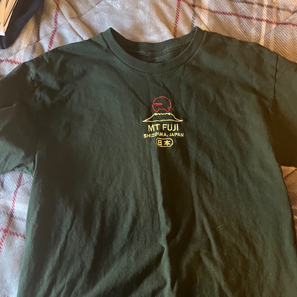Mt. Fuji Graphic Tee - Dark Green with Yellow & Red Embroidery